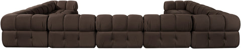 Camden Brown Velvet Performance Fabric Upholstered Sectional, 9-Piece