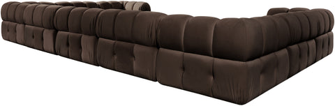 Camden Brown Velvet Performance Fabric Upholstered Sectional, 9-Piece