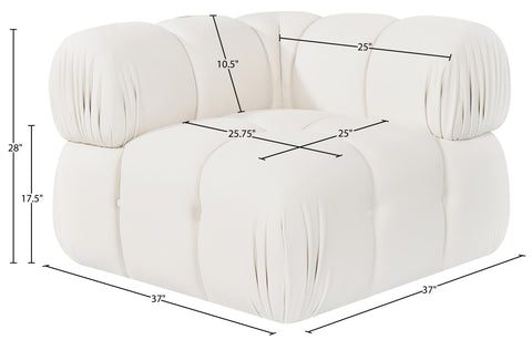 Camden Cream Velvet Performance Fabric Upholstered Corner Chair, 1 Piece