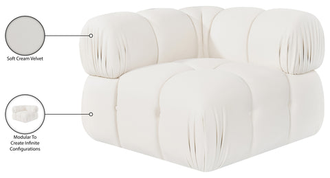 Camden Cream Velvet Performance Fabric Upholstered Corner Chair, 1 Piece
