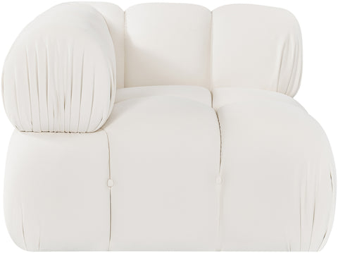 Camden Cream Velvet Performance Fabric Upholstered Corner Chair, 1 Piece