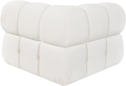 Camden Cream Velvet Performance Fabric Upholstered Corner Chair, 1 Piece