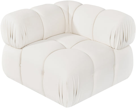Camden Cream Velvet Performance Fabric Upholstered Corner Chair, 1 Piece