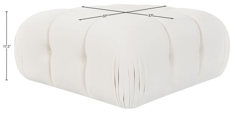 Camden Cream Velvet Performance Fabric Upholstered Ottoman, 1 Piece