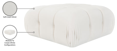 Camden Cream Velvet Performance Fabric Upholstered Ottoman, 1 Piece