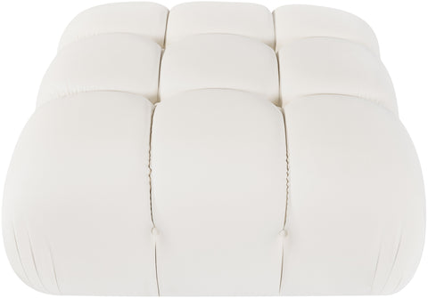 Camden Cream Velvet Performance Fabric Upholstered Ottoman, 1 Piece