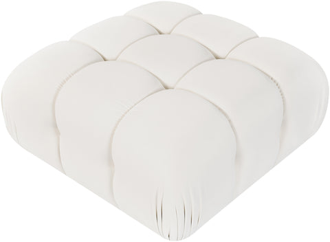 Camden Cream Velvet Performance Fabric Upholstered Ottoman, 1 Piece