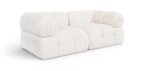 Camden Cream Velvet Performance Fabric Upholstered Sofa, 2-Piece