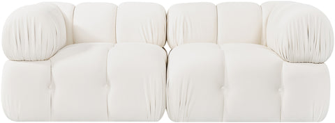 Camden Cream Velvet Performance Fabric Upholstered Sofa, 2-Piece