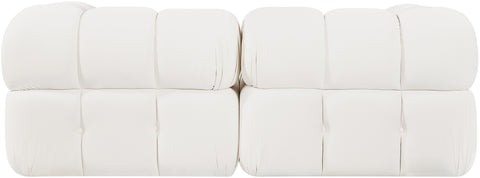 Camden Cream Velvet Performance Fabric Upholstered Sofa, 2-Piece
