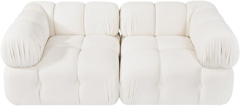 Camden Cream Velvet Performance Fabric Upholstered Sofa, 2-Piece