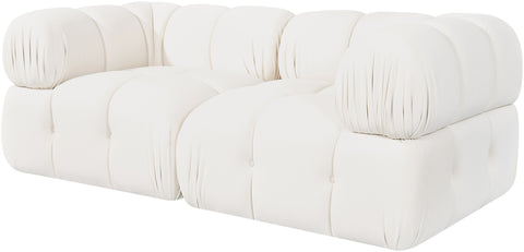 Camden Cream Velvet Performance Fabric Upholstered Sofa, 2-Piece