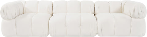 Camden Cream Velvet Performance Fabric Upholstered Sofa, 3-Piece