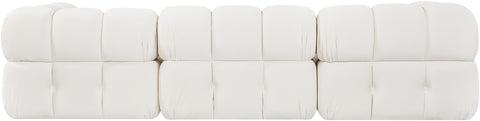 Camden Cream Velvet Performance Fabric Upholstered Sofa, 3-Piece
