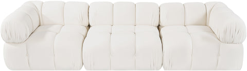 Camden Cream Velvet Performance Fabric Upholstered Sofa, 3-Piece