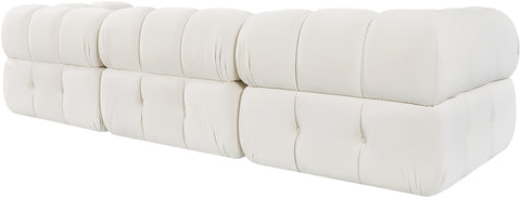 Camden Cream Velvet Performance Fabric Upholstered Sofa, 3-Piece