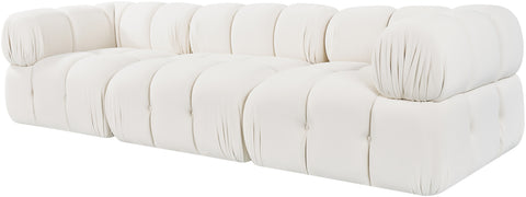Camden Cream Velvet Performance Fabric Upholstered Sofa, 3-Piece