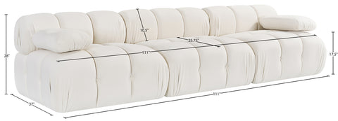 Camden Cream Velvet Performance Fabric Upholstered Sofa, 3-Piece (Style 2)