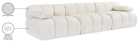 Camden Cream Velvet Performance Fabric Upholstered Sofa, 3-Piece (Style 2)