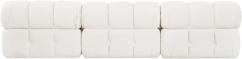 Camden Cream Velvet Performance Fabric Upholstered Sofa, 3-Piece (Style 2)