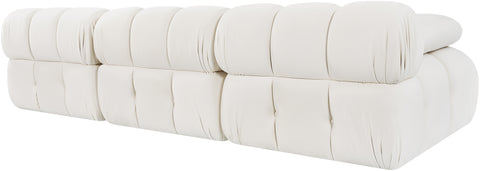 Camden Cream Velvet Performance Fabric Upholstered Sofa, 3-Piece (Style 2)