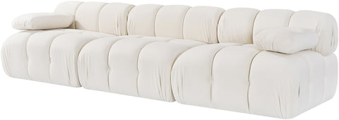 Camden Cream Velvet Performance Fabric Upholstered Sofa, 3-Piece (Style 2)