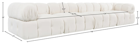 Camden Cream Velvet Performance Fabric Upholstered Sofa, 4-Piece