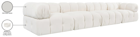 Camden Cream Velvet Performance Fabric Upholstered Sofa, 4-Piece