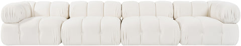 Camden Cream Velvet Performance Fabric Upholstered Sofa, 4-Piece