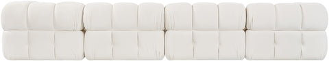 Camden Cream Velvet Performance Fabric Upholstered Sofa, 4-Piece
