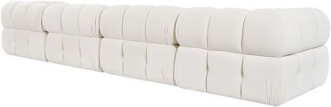 Camden Cream Velvet Performance Fabric Upholstered Sofa, 4-Piece
