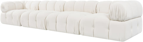 Camden Cream Velvet Performance Fabric Upholstered Sofa, 4-Piece