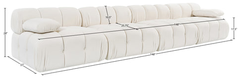 Camden Cream Velvet Performance Fabric Upholstered Sofa, 4-Piece (Style 2)