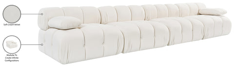Camden Cream Velvet Performance Fabric Upholstered Sofa, 4-Piece (Style 2)