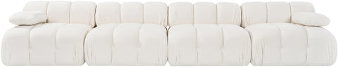 Camden Cream Velvet Performance Fabric Upholstered Sofa, 4-Piece (Style 2)