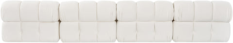 Camden Cream Velvet Performance Fabric Upholstered Sofa, 4-Piece (Style 2)