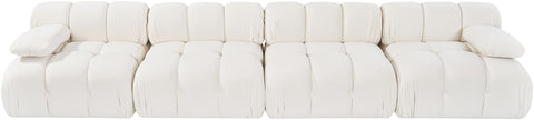 Camden Cream Velvet Performance Fabric Upholstered Sofa, 4-Piece (Style 2)