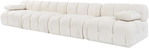 Camden Cream Velvet Performance Fabric Upholstered Sofa, 4-Piece (Style 2)