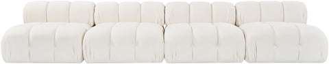 Camden Cream Velvet Performance Fabric Upholstered Sofa, 4-Piece (Style 2)