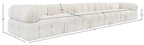 Camden Cream Velvet Performance Fabric Upholstered Sofa, 5-Piece
