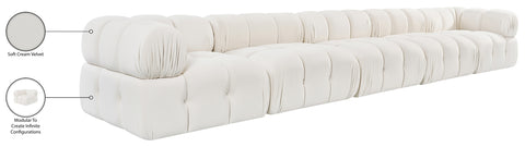 Camden Cream Velvet Performance Fabric Upholstered Sofa, 5-Piece