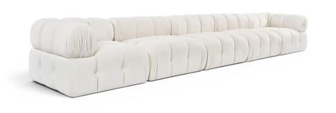 Camden Cream Velvet Performance Fabric Upholstered Sofa, 5-Piece