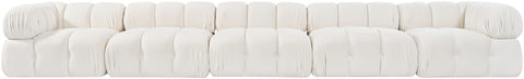 Camden Cream Velvet Performance Fabric Upholstered Sofa, 5-Piece