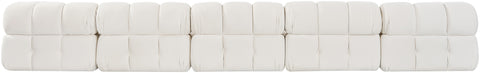 Camden Cream Velvet Performance Fabric Upholstered Sofa, 5-Piece