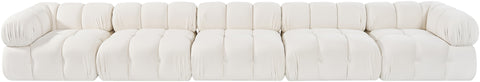 Camden Cream Velvet Performance Fabric Upholstered Sofa, 5-Piece