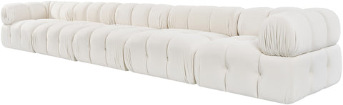 Camden Cream Velvet Performance Fabric Upholstered Sofa, 5-Piece