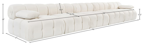 Camden Cream Velvet Performance Fabric Upholstered Sofa, 5-Piece (Style 2)