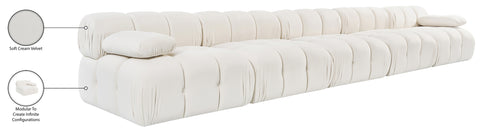 Camden Cream Velvet Performance Fabric Upholstered Sofa, 5-Piece (Style 2)