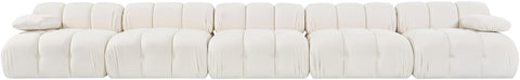 Camden Cream Velvet Performance Fabric Upholstered Sofa, 5-Piece (Style 2)