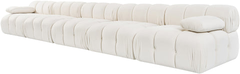 Camden Cream Velvet Performance Fabric Upholstered Sofa, 5-Piece (Style 2)